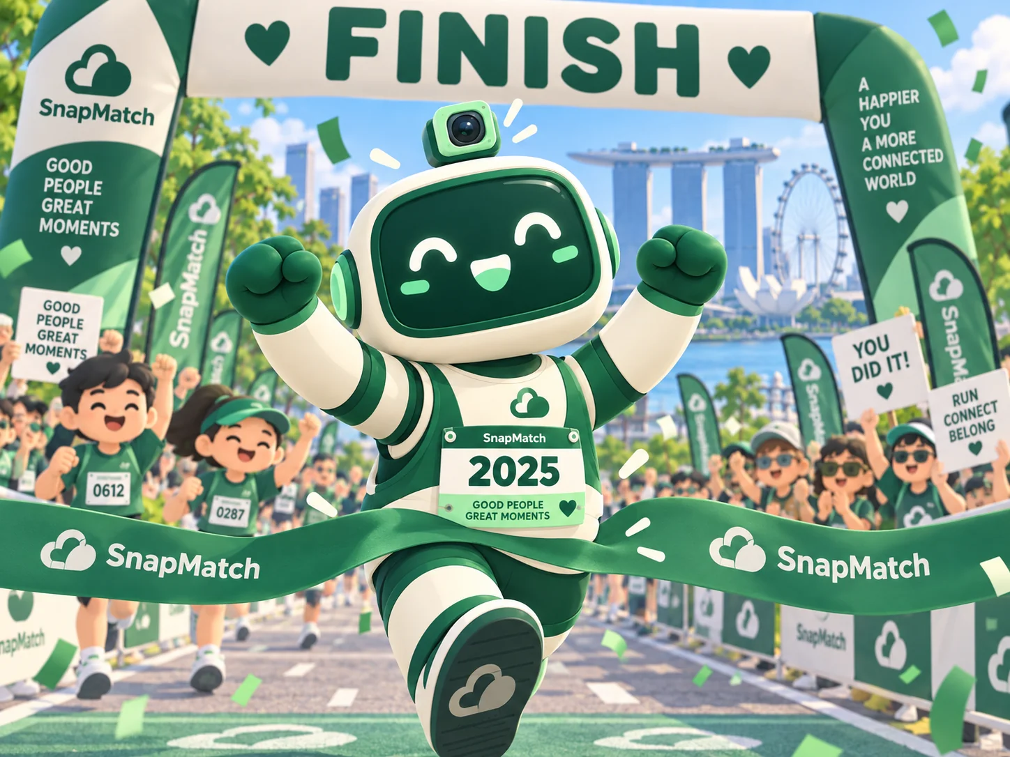 Runner celebrating at a city race